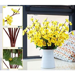 Yapay Çiçek Bahardalı Japon Kiraz Çiçeği 7 Dallı 57cm Sarı