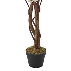Yapay Ağaç Lüx Bahardalı Ağacı Beyaz Japon Kiraz Çiçeği Sakura Çiçeği 150x70cm Siyah Plastik Saksılı