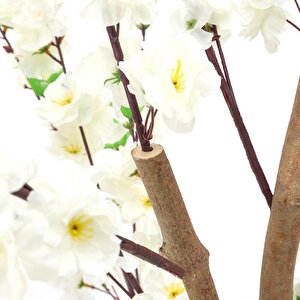 Yapay Ağaç Lüx Bahardalı Ağacı Beyaz Japon Kiraz Çiçeği Sakura Çiçeği 150x70cm Siyah Plastik Saksılı