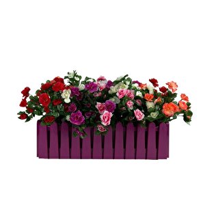 Yapay Çiçek Mor Çit Balkon Saksısı Renkli Açelya Çiçekli 55*20cm