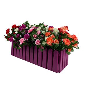 Yapay Çiçek Mor Çit Balkon Saksısı Renkli Açelya Çiçekli 55*20cm