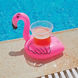 10 Lu Set Pembe Flamingo Şişme Bardak Simidi İçecek Tutacağı