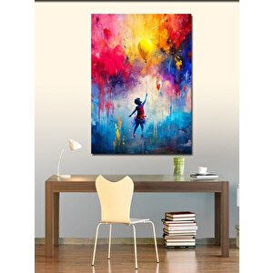 Kanvas Tablo Sarı Uçan Balon Ve Çocuk 100x140 cm