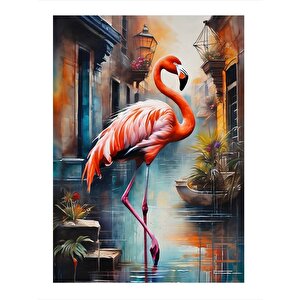 Pembe Flamingo Desenli Mdf Tablo 35cm X50cm 35x50 cm