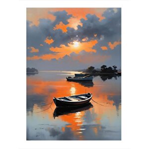 Göldeki Ahşap Tekne Tasarım Ahşap Tablo 25cmx 35cm 25x35 cm