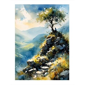 Tepedeki Ağaç Hediyelik Mdf Tablo 35cm X50cm 35x50 cm
