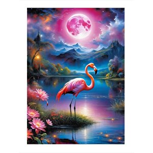 Pembe Flamingo Tasarım Mdf Tablo 25cmx 35cm 25x35 cm