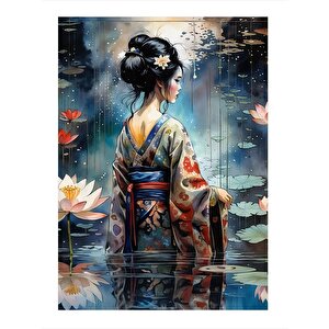 Göldeki Japon Kadın Hediyelik Mdf Tablo 25cmx 35cm 25x35 cm