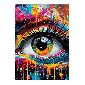 Renkli Göz Yağlıboya Mdf Poster 35cm X50cm 35x50 cm