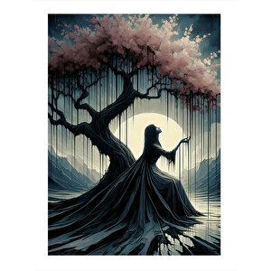 Ağaç Ve Kadın Art Mdf Poster 35cm X50cm 35x50 cm
