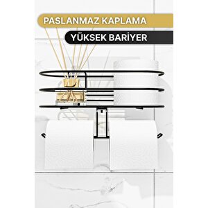 Tuvalet Kağıtlığı Yapışkanlı Wc Kağıdı Peçetelik Hazneli Tuvalet Kağıdı Organizeri Banyo Düzenleyici