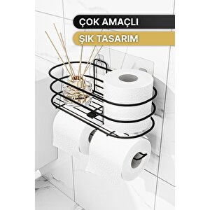 Tuvalet Kağıtlığı Yapışkanlı Wc Kağıdı Peçetelik Hazneli Tuvalet Kağıdı Organizeri Banyo Düzenleyici