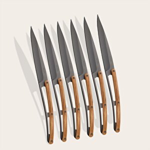 6 Deejo Steak Knives Serrated, Olive Wood Bıçak Seti