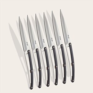 6 Deejo Steak Knives Serrated, Ebony Wood