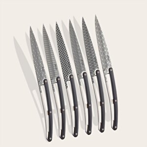 6 Deejo Steak Knives, Ebony Wood / Geometrie Bıçak Seti