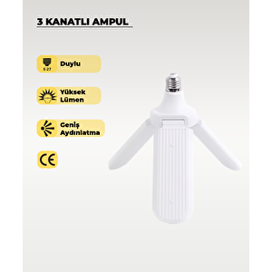 24w 3 Kanatlı Pervane Led Ampul 3200k (Sarı Işık)