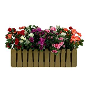 Yapay Çiçek Gold Çit Balkon Saksısı Renkli Açelya Çiçekli 55*20cm