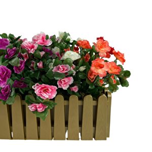 Yapay Çiçek Gold Çit Balkon Saksısı Renkli Açelya Çiçekli 55*20cm