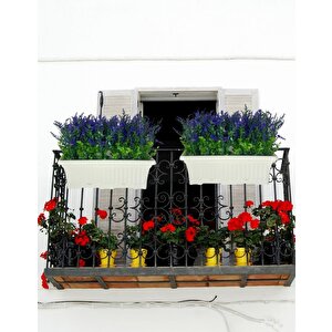 Yapay Çiçek Mor Lavanta Küpeşte Askılı Saksıda Balkon Çiçeği Çiçek Sepeti