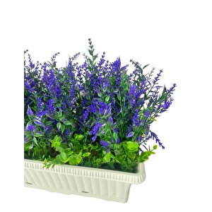Yapay Çiçek Mor Lavanta Küpeşte Askılı Saksıda Balkon Çiçeği Çiçek Sepeti