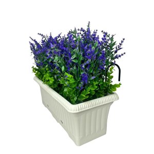 Yapay Çiçek Mor Lavanta Küpeşte Askılı Saksıda Balkon Çiçeği Çiçek Sepeti