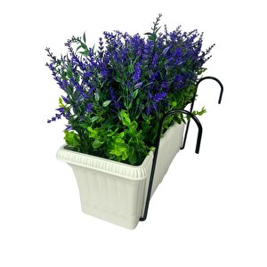 Yapay Çiçek Mor Lavanta Küpeşte Askılı Saksıda Balkon Çiçeği Çiçek Sepeti