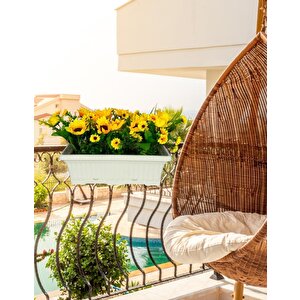 Yapay Çiçek Sarı Ay Çiçeği Papatya Küpeşte Askılı Saksıda Balkon Çiçeği Çiçek Sepeti