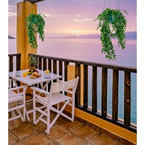Yapay Çiçek Sarkan Yeşil Balkon Saksısında Şimşir Okaliptus