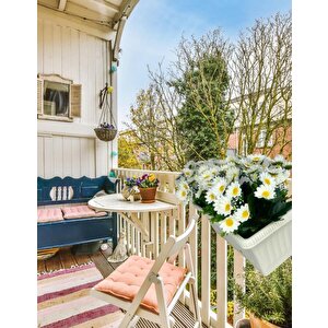 Yapay Çiçek Beyaz Papatya Küpeşte Askılı Saksıda Balkon Çiçeği Çiçek Sepeti