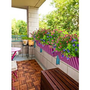 Yapay Çiçek Mor Çit Balkon Saksısı Renkli Mineli Şimşir Çiçekli 55*35cm