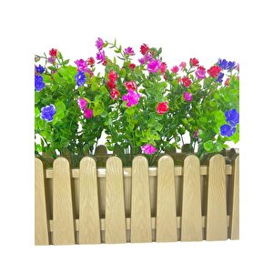 Yapay Çiçek Dore Gold Çit Balkon Saksısı Renkli Mineli Şimşir Çiçekli 55*35cm