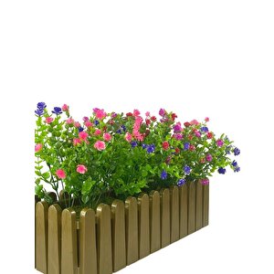 Yapay Çiçek Dore Gold Çit Balkon Saksısı Renkli Mineli Şimşir Çiçekli 55*35cm