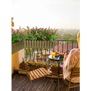Yapay Çiçek Dore Gold Çit Balkon Saksısı Renkli Mineli Şimşir Çiçekli 55*35cm