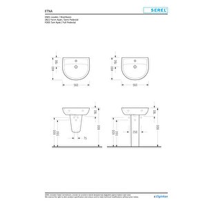 Etna 46x56 Cm Duvara Monte Lavabo En01tds110h