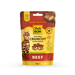 Delibon Chrunchy Sığır Etli İçi Dolgulu Kedi Ödül Bisküvisi 60 Gr
