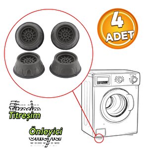 Çamaşır Makinesi Titreşim Gürültü Önleyici Yükseltici Ayak Denge Ayağı Kaydırmaz Stoper Gri 4 Adet