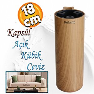 Kapsül Ayak Mobilya Yükseltici Kanepe Tv Ünitesi Koltuk Ayağı Baza Ayakları Açık Kübik Ceviz 18 Cm