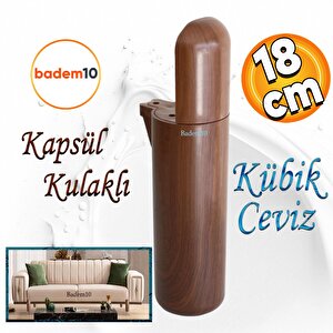 Kapsül Mobilya Kanepe Tv Ünitesi Koltuk Ayağı Baza Ayakları Ahşap Desenli Kahverengi Ceviz 18 Cm