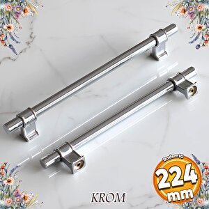 Hisar Krom Düz Metal Kulp Kulpu 224 Mm Mobilya Mutfak Çekmece Dolabı Dolap Kulpları Kulbu