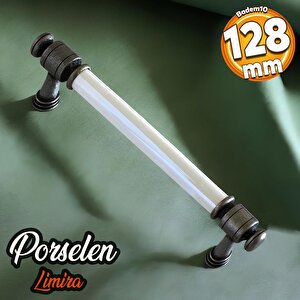 Limira Gerçek Porselen Sedef Eskitme Antik Gümüş 128 Mm Mobilya Mutfak Dolap Kulpu Kulbu Kulpları