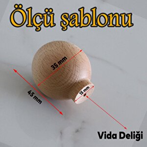 Ahşap Küre Düğme Kulp Tek Vidalı Çekmece Mutfak Mobilya Dolabı Dolap Kulpu Kulbu Kulpları
