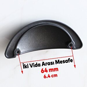 Yelken Midye Tas Çanak 64 Mm Düğme Mat Siyah Mobilya Mutfak Dolabı Çekmece Dolap Kulpları Kulpu Kulb
