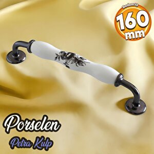 Petra Gerçek Porselen Beyaz Füme 160 Mm Mobilya Mutfak Kulp Çekmece Dolap Kulplar Kapak Kulpu Kulbu