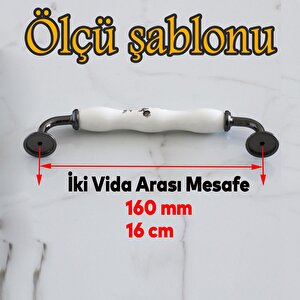 Petra Gerçek Porselen Beyaz Füme 160 Mm Mobilya Mutfak Kulp Çekmece Dolap Kulplar Kapak Kulpu Kulbu