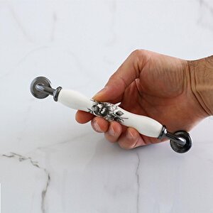 Petra Gerçek Porselen Beyaz Füme 160 Mm Mobilya Mutfak Kulp Çekmece Dolap Kulplar Kapak Kulpu Kulbu