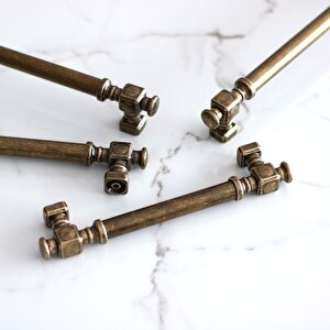 Talas Eskitme Antik Sarı Düz Metal 224 Mm 22.4 Cm Mobilya Mutfak Çekmece Dolap Kulpu Kulbu Kulpları