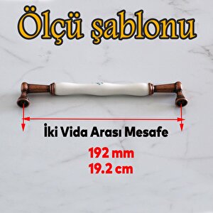 Termessos Gerçek Porselen Eskitme Antik Bakır 192 Mm Mobilya Mutfak Dolap Kulpu Kulbu Kulpları