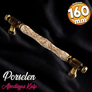 Afrodisyas Gerçek Porselen Eskitme Antik Kahve 160 Mm Mobilya Mutfak Dolap Kulpu Kulbu Kulpları