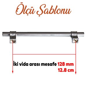 Hisar Krom Düz Metal Kulp Kulpu 128 Mm Mobilya Çekmece Mutfak Dolabı Dolap Kulpları Kulbu