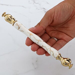 Anavarza Gerçek Porselen Gold Beyaz 160 Mm Mobilya Mutfak Kulp Çekmece Dolap Kulplar Kulpu Kulbu